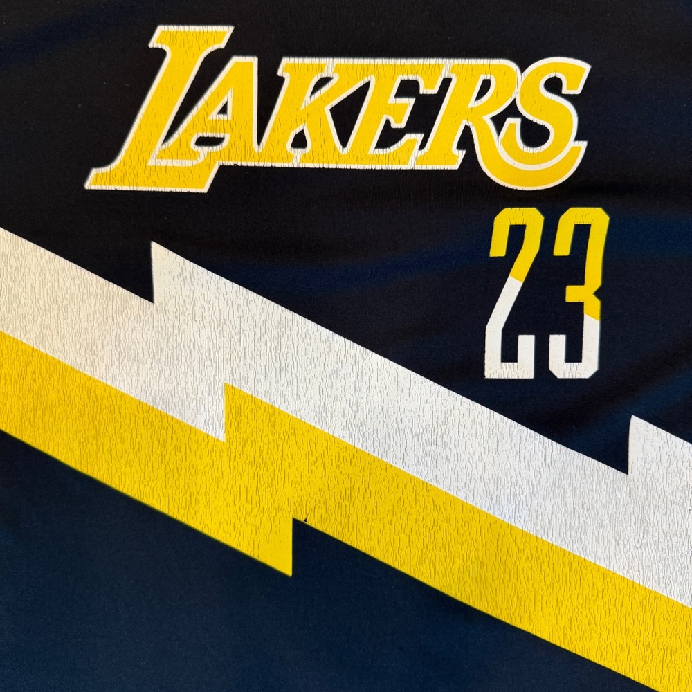 LeBron James #23 Lakers Jersey – Lightning Bolt Black/Yellow, Men’s Large - Picture 5 of 10